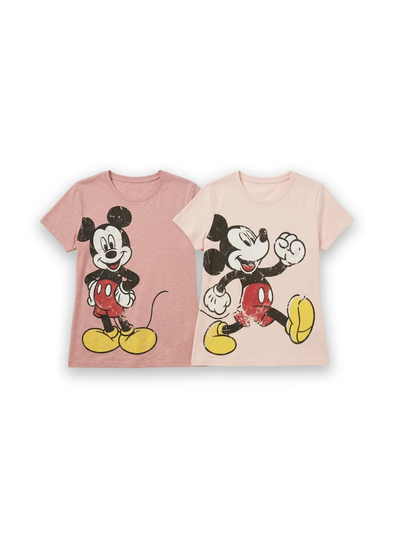 ديزني Disney Mickey Mouse Women’s Graphic T-Shirt (Pack of 2)