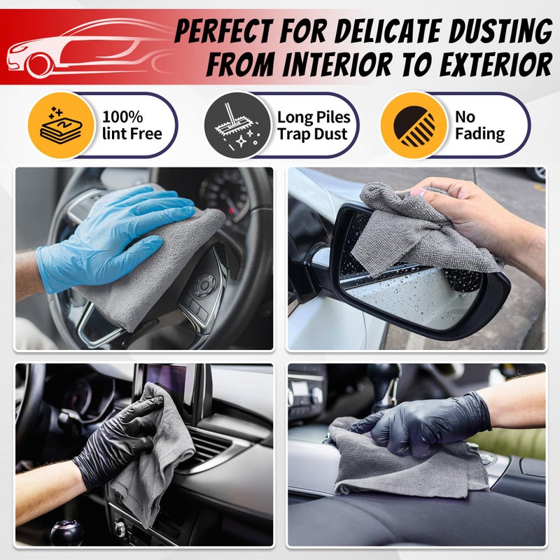 FIXSMITH Shop Towels, Pack of 200, Grey Microfiber Cleaning Cloth Bulk, Microfiber Towels for Cars, All-Purpose Absorbent Cleaning Rags, Dust Cloth for Automotive, Mechanic, Garage, 11.5 x 11.5 inch - Image 3