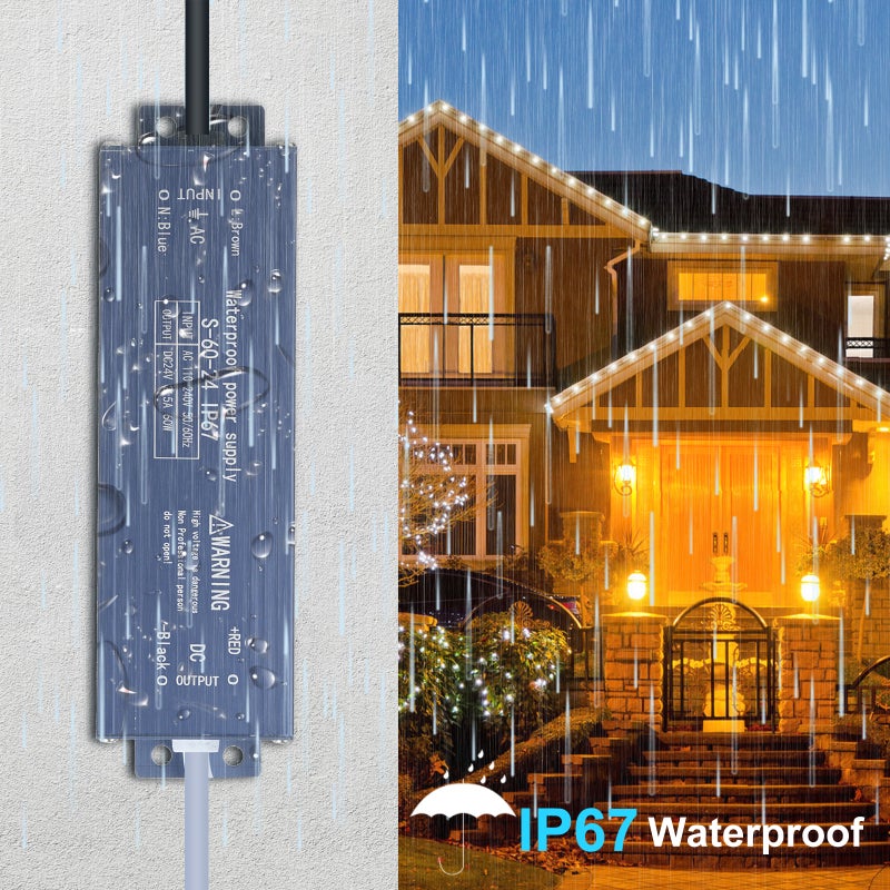 مُحول طاقة ومُحول توصيل تبديل محرك إضاءة LED مقاوم للماء بنمط IP67، من التيار المتردد 110 فولت-240 فولت إلى التيار المستمر 24 فولت 100 واط بدقة ثابتة للجهد، لضوء شريط LED ومصابيح المضاءة الخارجية ولوح الإعلان الخلفي - Image 4