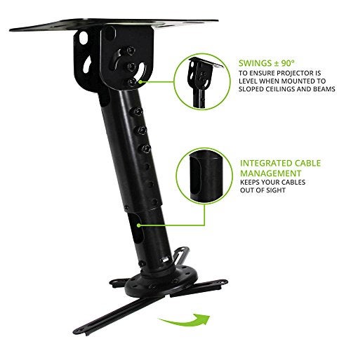 Kanto P301 Universal Projector Mount for Sloped Ceilings | 15" - 18" Extension | Black - Image 5