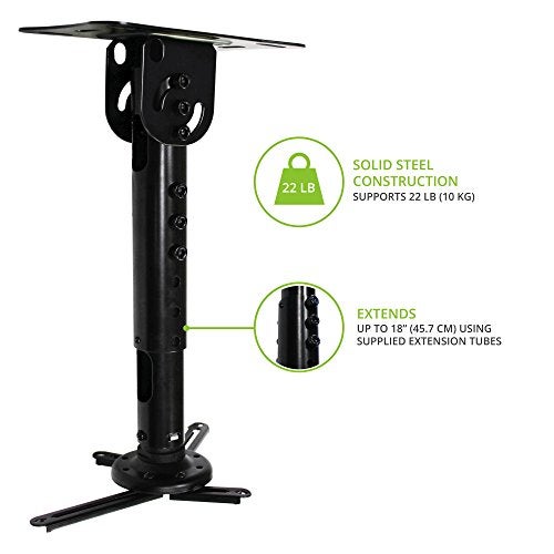 Kanto P301 Universal Projector Mount for Sloped Ceilings | 15" - 18" Extension | Black - Image 4