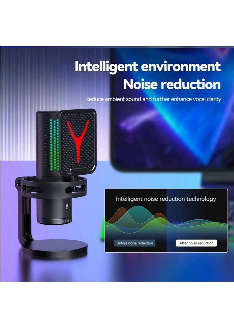 Yanmai USB Microphone with Pop Filter, PC Microphone with Tripod Stand,Adjustable RGB Modes & Brightness,Quick Mute,Gain Control,for Streaming, Podcasting, Recording, PS4/5 Desktop,Chat  - Image 4