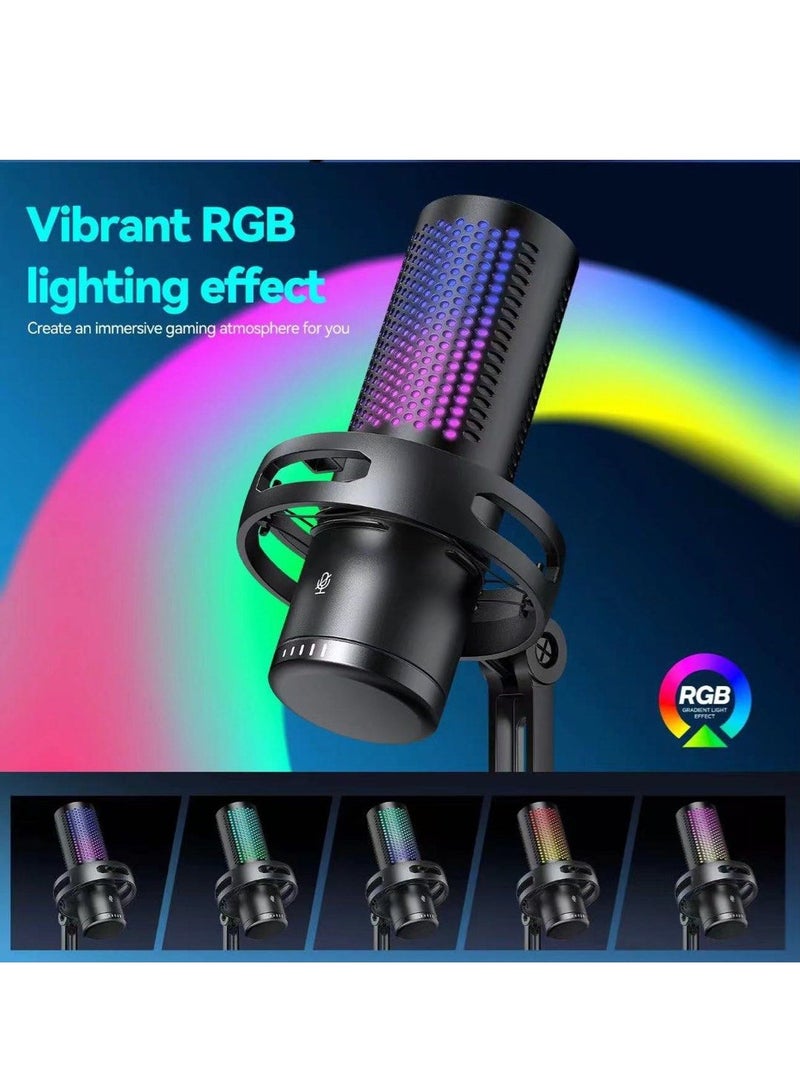 Yanmai USB Microphone with Pop Filter, PC Microphone with Tripod Stand,Adjustable RGB Modes & Brightness,Quick Mute,Gain Control,for Streaming, Podcasting, Recording, PS4/5 Desktop,Chat  - Image 5