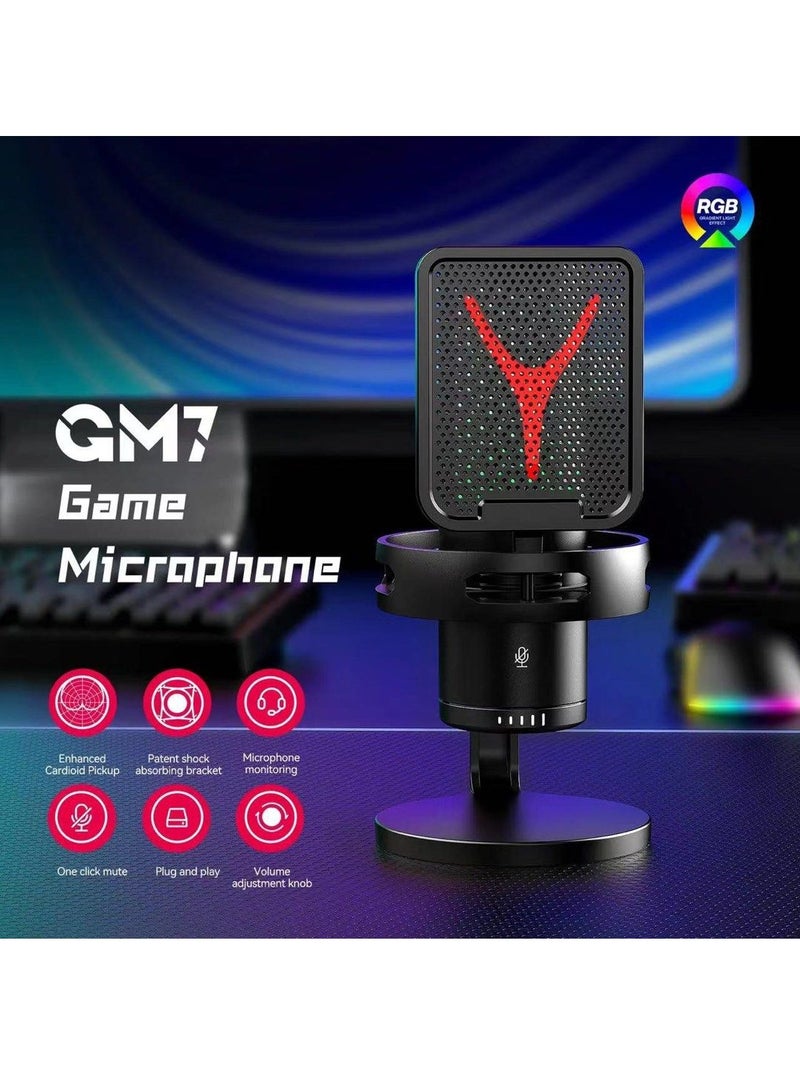 Yanmai USB Microphone with Pop Filter, PC Microphone with Tripod Stand,Adjustable RGB Modes & Brightness,Quick Mute,Gain Control,for Streaming, Podcasting, Recording, PS4/5 Desktop,Chat  - Image 2