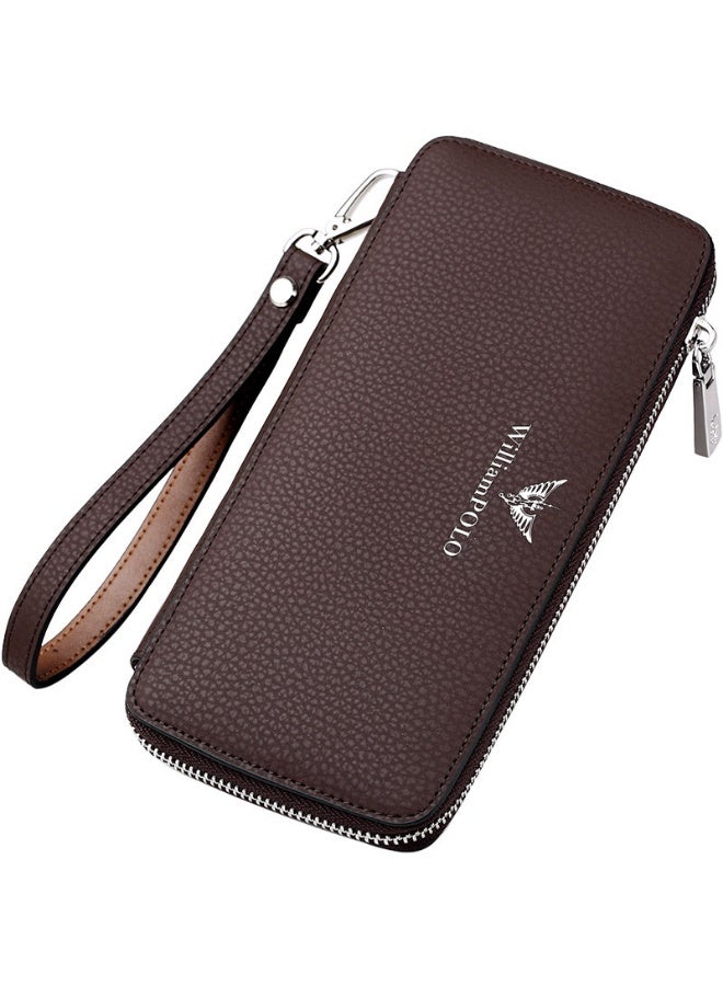 ويليامبولو WilliamPolo محفظة الرجال نقل طويل فيلم جلد البقر محفظة جلد نقي متعددة البطاقات متعددة الاستخدامات محفظة جلد المقابض - Image 2