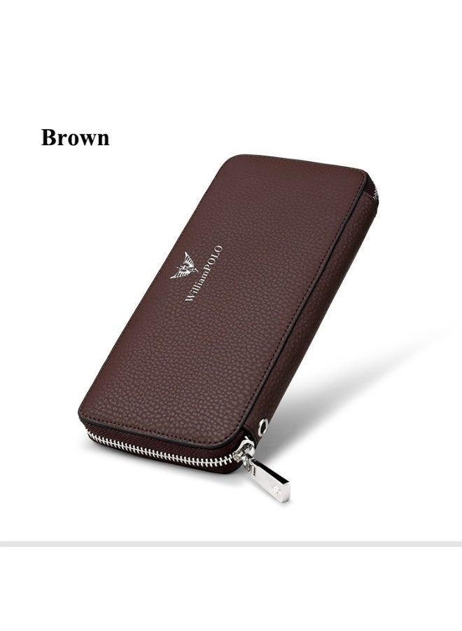 ويليامبولو WilliamPolo محفظة الرجال نقل طويل فيلم جلد البقر محفظة جلد نقي متعددة البطاقات متعددة الاستخدامات محفظة جلد المقابض - Image 3