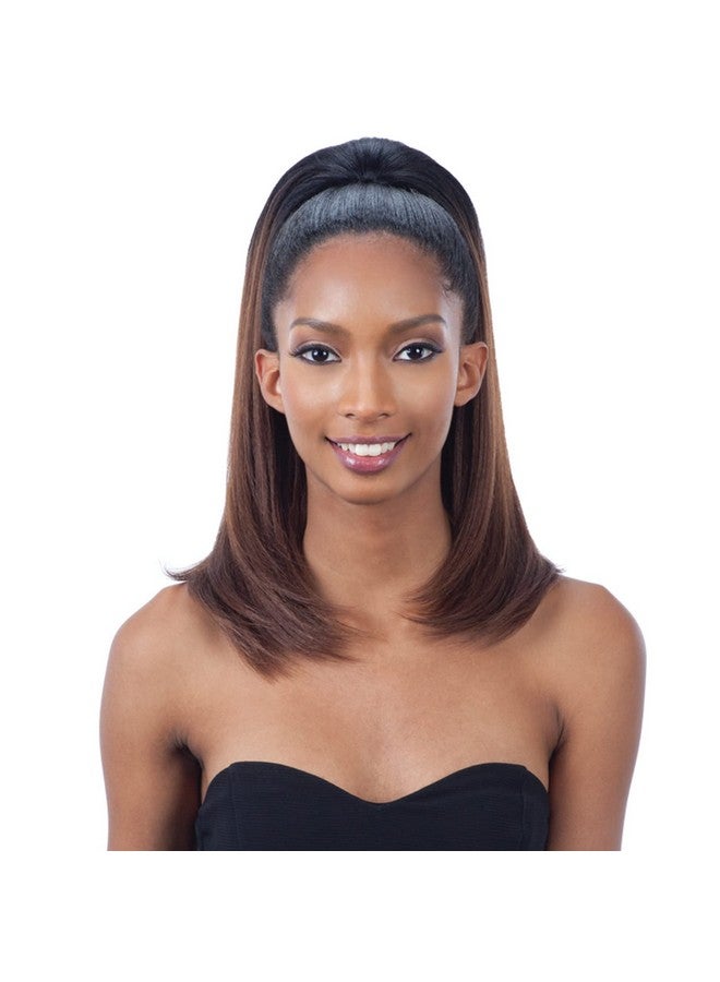 FreeTress Equal Heavenly Girl (1B Off Black) Freetress Equal Synthetic Drawstring Full Cap Half Wig - Image 4