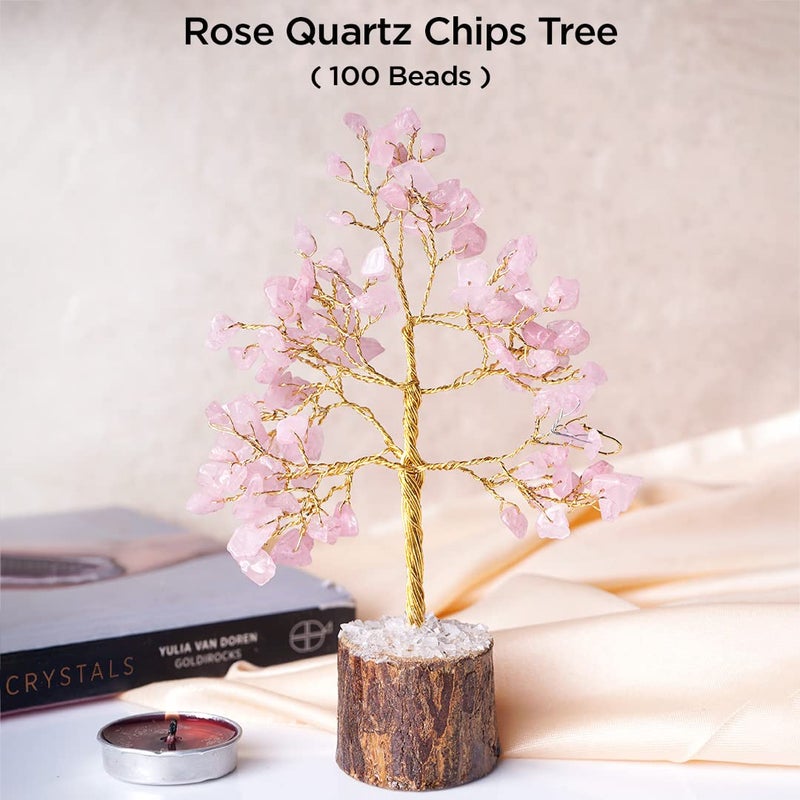 Shubhanjali Shubhanjali Rose Quartz Crystal Tree 100 Beads Feng Shui Gem Stone Money Tree for Positive Energy Home Dcor Table Valentines Gift Christmas Decoration Gifts 4 Inch  - Image 5