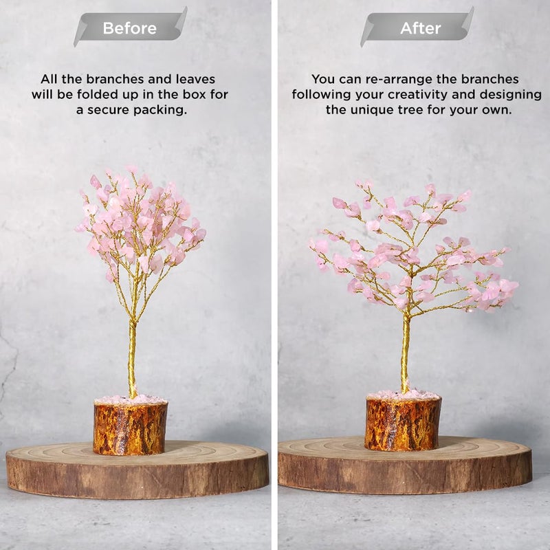 Shubhanjali Shubhanjali Rose Quartz Crystal Tree 100 Beads Feng Shui Gem Stone Money Tree for Positive Energy Home Dcor Table Valentines Gift Christmas Decoration Gifts 4 Inch  - Image 3