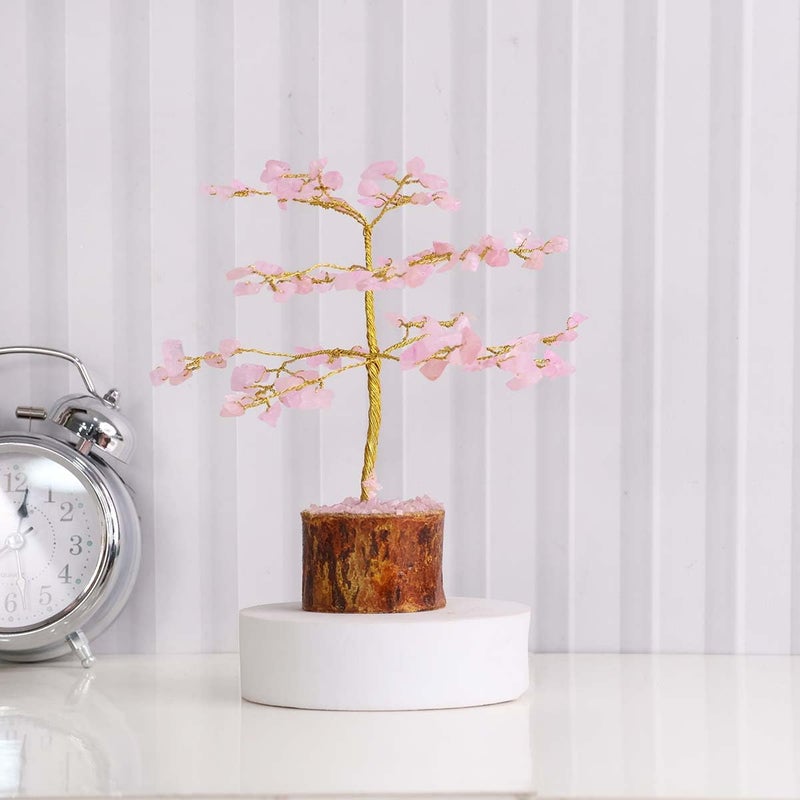 Shubhanjali Shubhanjali Rose Quartz Crystal Tree 100 Beads Feng Shui Gem Stone Money Tree for Positive Energy Home Dcor Table Valentines Gift Christmas Decoration Gifts 4 Inch  - Image 2