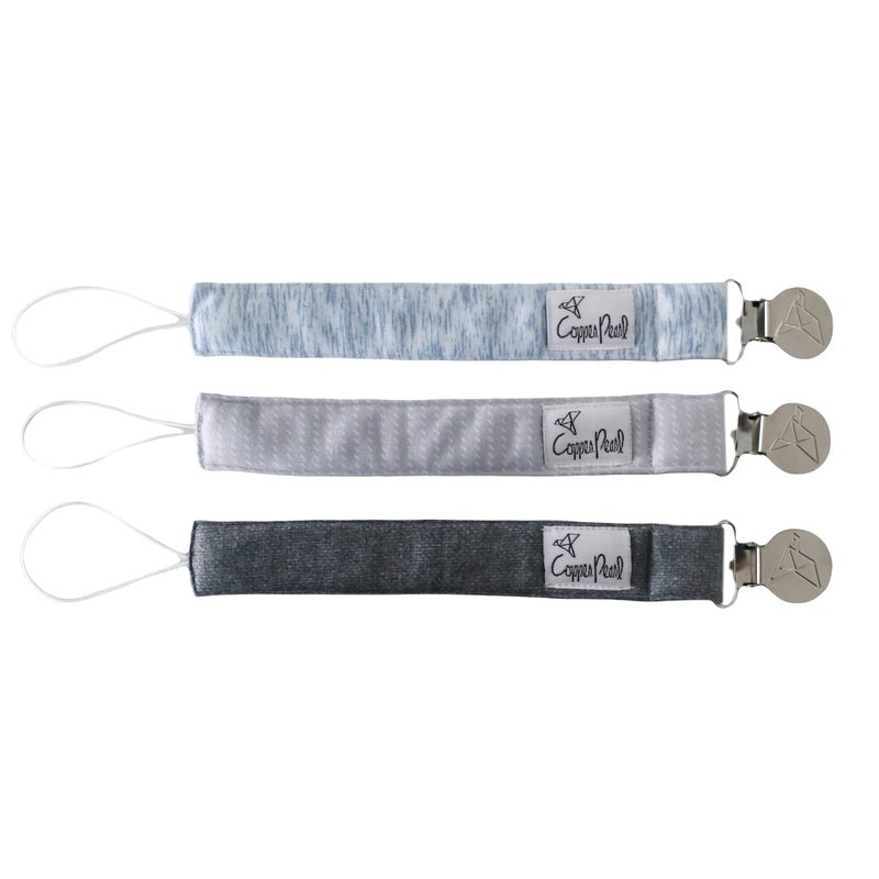 Copper Pearl Pacifier Clip 3Pack Premium Knit Binky Clips for Baby Girls and Boys Stylish Stainless Steel Pacifier Holder Clip Baby Pacifier Clips for No More Floor Drops Lennon