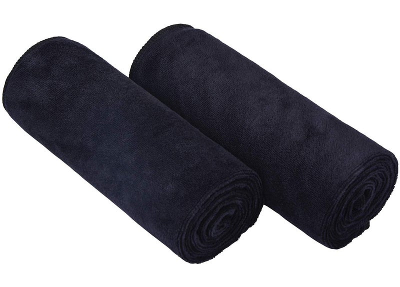 HOPESHINE Home Gyms Towel for Men Women Microfiber Gym Towels Cycling Workout Sweat Towel Set Quick Dry Exercise Sports Travel Towel Fast Drying 2-Pack (Black x2) - Image 1