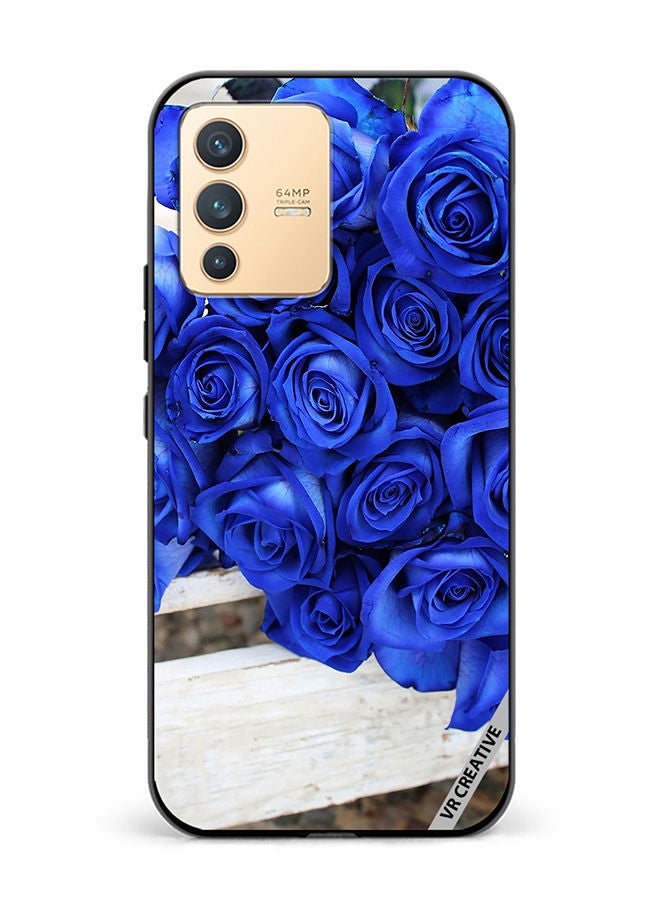 VR CREATIVE Protective Case Cover For Vivo V23 5G Blue Flower Design Multicolour - Image 1