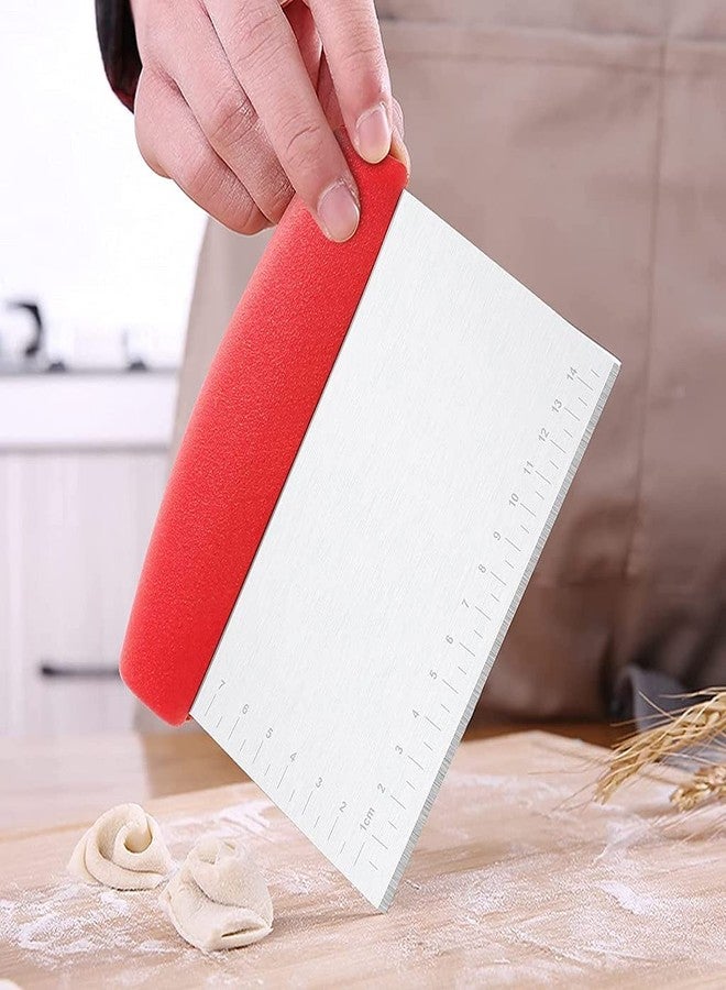 HomeAra Dough Scraper Baking Tools, Scale Dough Cutter Scraper Tool Kitchen Scraper and Chopper, Food Scraper Bread Cutter Bench Scraper for Baking Pastry Cake (1PCS, Red) - Image 3