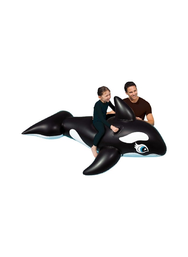 انتكس 58561 عوامة سباحة حوت قابلة للنفخ بمقابض متينة بي في سي أسود أبيض 24.13 × 26.67 × 9.53 سم - Image 1