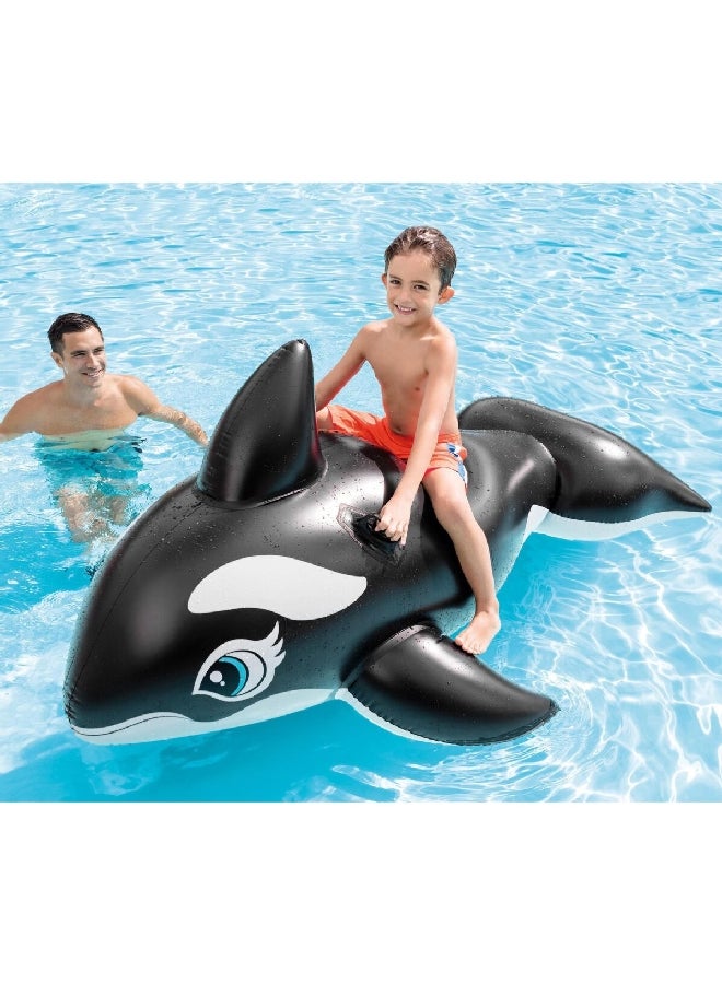 انتكس 58561 عوامة سباحة حوت قابلة للنفخ بمقابض متينة بي في سي أسود أبيض 24.13 × 26.67 × 9.53 سم - Image 4