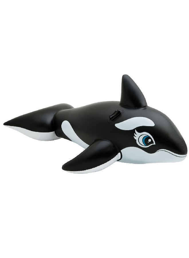 انتكس 58561 عوامة سباحة حوت قابلة للنفخ بمقابض متينة بي في سي أسود أبيض 24.13 × 26.67 × 9.53 سم - Image 2