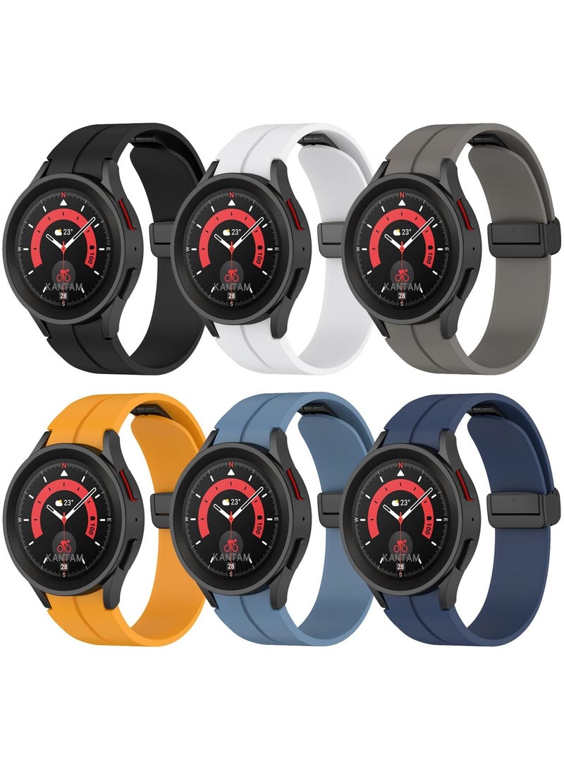 Galaxy Watch 5 Pro Bands 45mm, No Gap Silicone SportBand compatible with Galaxy Watch 7 6 5 4 44mm 40mmReplacement Strap(6Pack) - Image 1