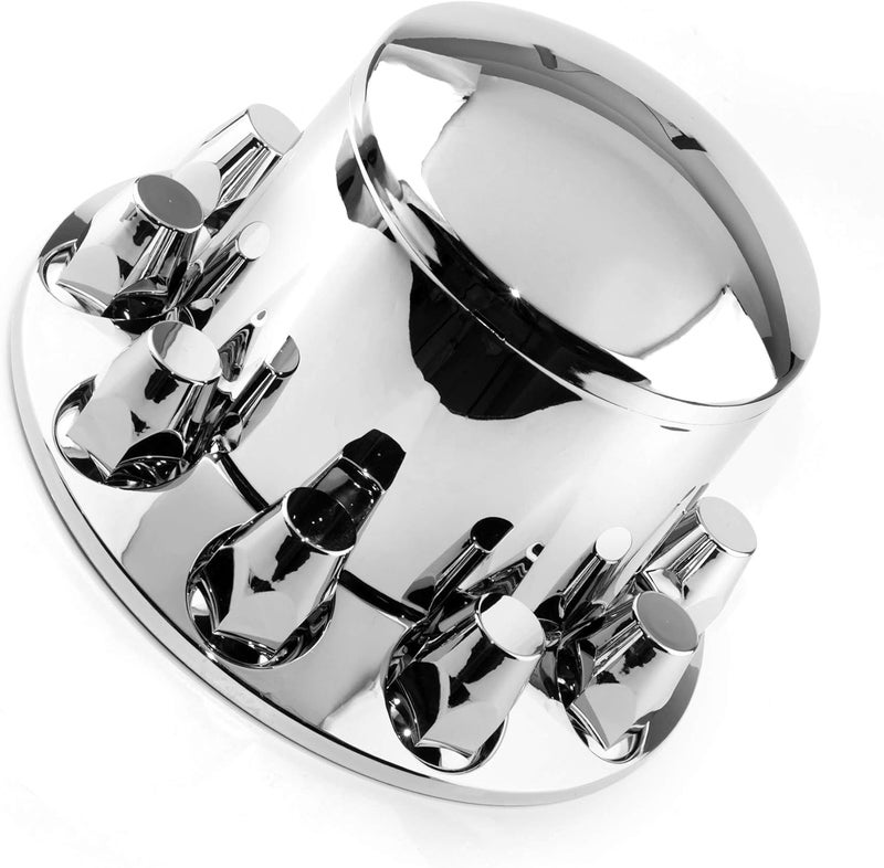 RTRHINOTUNING 1PC Axle Wheel Cover Hub Caps Kit Rear Chrome Screw-on Lug Nuts for Semi Truck TR082 - Image 1