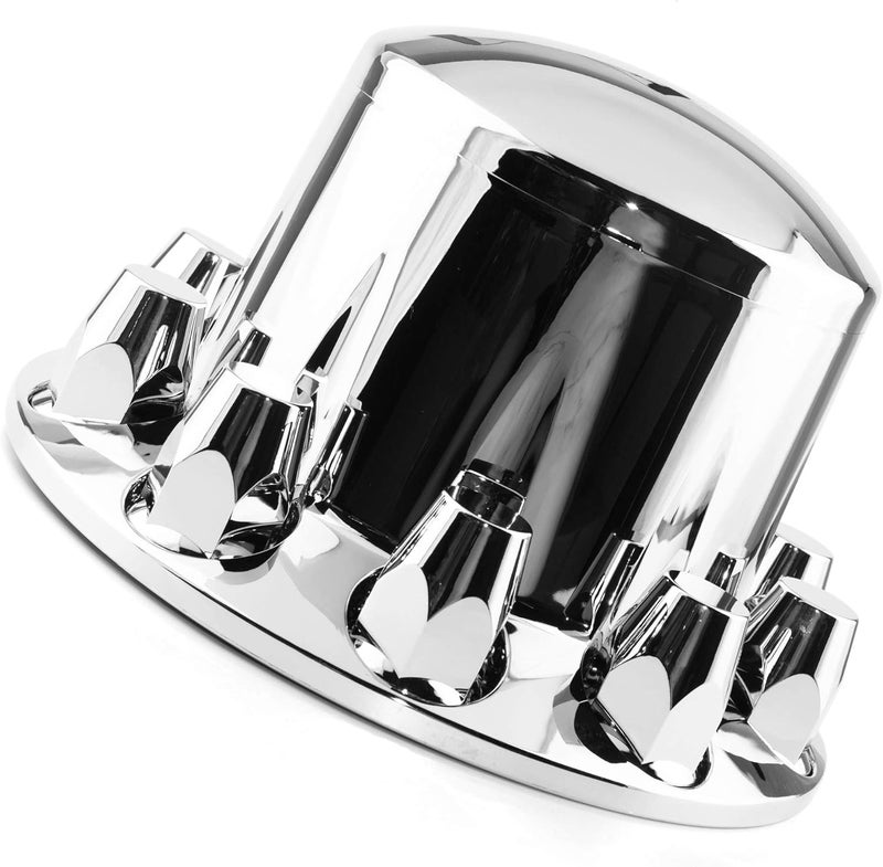 RTRHINOTUNING 1PC Axle Wheel Cover Hub Caps Kit Rear Chrome Screw-on Lug Nuts for Semi Truck TR082 - Image 2