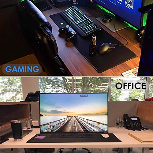 COOLCOLD Extended Gaming Mouse Pad (600x300x2mm) | Large Desk Mat for Gaming Laptop, Keyboard, Mouse & PC | Non-Slip Rubber Base, Smooth Surface, Waterproof Desk Pad for Office & Home (Black) - Image 5