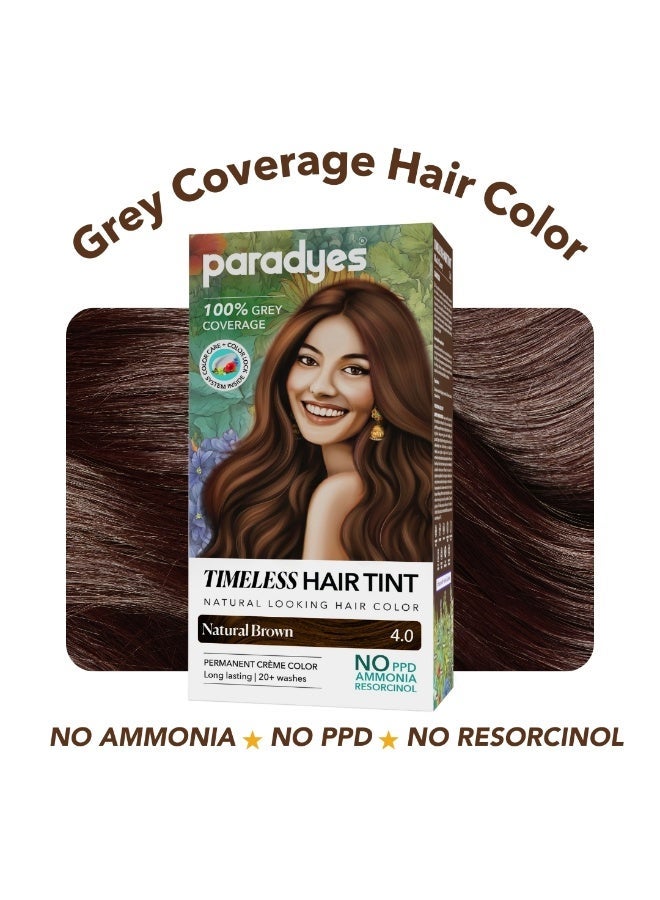 Paradyes Natural Brown Timeless Hair Tint, Permanent Crème Hair Colour for Natural-Looking Results, Complete Grey Coverage, Long-Lasting Formula Free from PPD, Ammonia, & Resorcinol, 4.0 - Image 2