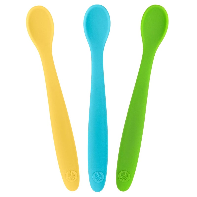 WeeSprout Silicone Baby Spoons - First Stage Infant Feeding Utensils With Soft-Tip, Bendable Kitchenware for Parent & Self-Feeding, Ultra-Durable, Dishwasher Safe, Travel Case, Set of 3 - Image 1
