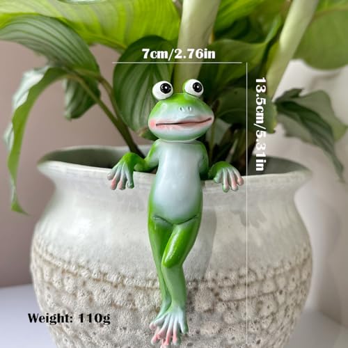 JARPSIRY Cute Climbing Frog Figurines Flower Pot Hugger Resin Hanging Frog Sculpture Outdoor Statue Plant Pot Decorations for Home Garden Fence Balcony Patio Lawn Yard Ornaments (Back) - Image 2
