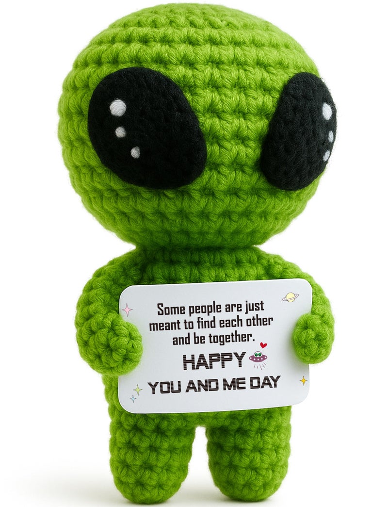 MAMAGIFTREE Valentines Day Gifts for Women Men, I Love You Romantic Theme Crochet Alien Decor, Wedding Anniversary Present for Boyfriend Girlfriend Him Her Wife Husband Fiance Couples Easter Basket Stuffers - Image 1