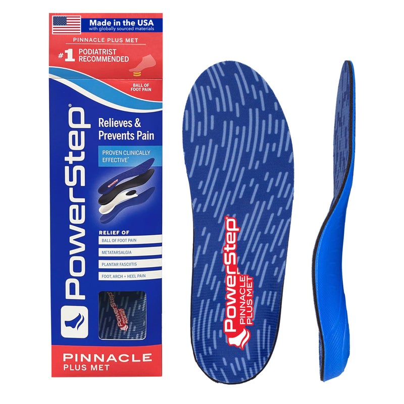PowerStep Pinnacle Plus Met, Ball of Foot Pain Relief Orthotics, Shoe Inserts, Metatarsalgia, Arch Support, Morton's Neuroma Pain Relief, Shoe Insoles, Metatarsal Pad, Made in USA (M 12-13) - Image 1