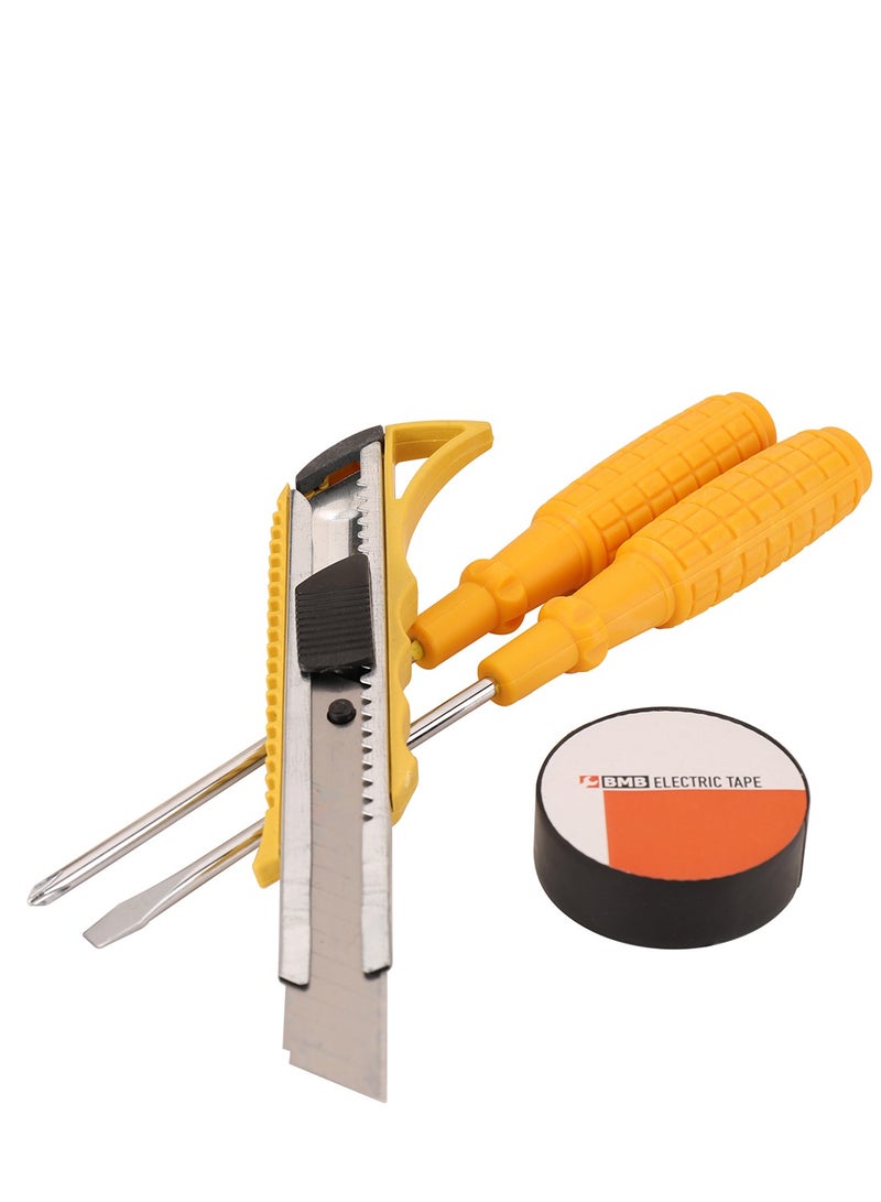 BMB tools Tool Set 4 Pieces With Electric Tape | Multi-uses | Industrial Tool Set | Pliers and Screwdriver | Power & Hand Tools  - Image 3