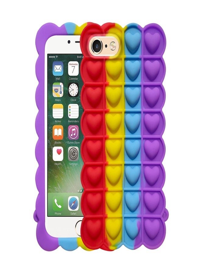 Case Creation Heart Designer Fashion Fidget Case iPhone 7 for Womens, Colorful Push Pop Bubble Cute Toys Game case Autism Stress Relief Series Soft Silicone Cover for Apple iPhone 7 - Image 1