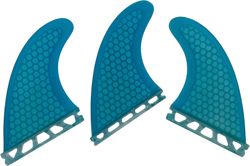 UP SURF Surfboard Tri Fin Single Tab M Size Fiberglass+Honeycomb Surfboard Fin G5 Thruster Set(White/Blue/Orange) - Image 2