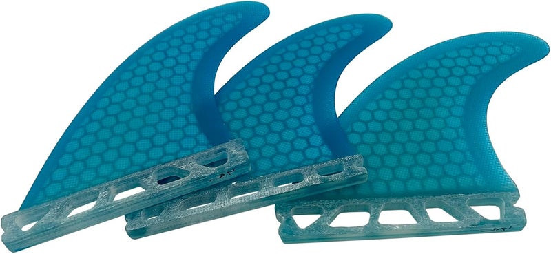 UP SURF Surfboard Tri Fin Single Tab M Size Fiberglass+Honeycomb Surfboard Fin G5 Thruster Set(White/Blue/Orange) - Image 1