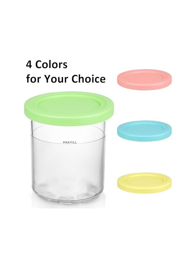 Green Tiger Ice Cream Maker Pints and Lids for Ninja Creami - Compatible with NC300, NC301 & NC299AMZ Series (4 Pack - Blue, Pink, Green, Yellow) - Image 2