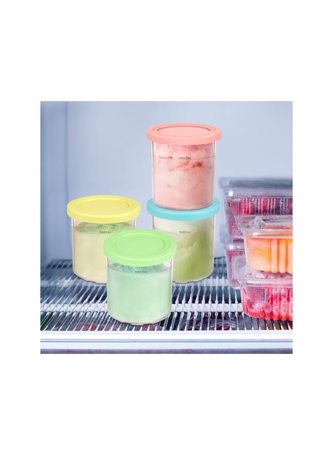 Green Tiger Ice Cream Maker Pints and Lids for Ninja Creami - Compatible with NC300, NC301 & NC299AMZ Series (4 Pack - Blue, Pink, Green, Yellow) - Image 3