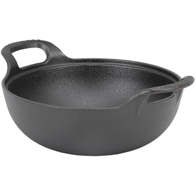 Depisuta Cast Iron Wok With Flat Base And Handles Non Stick Stir Fry Pan With Wooden Lid Frying Pan Stir Fry Skillet For Grill Steam Authentic Asian Chinese Food 20Cm - Image 3