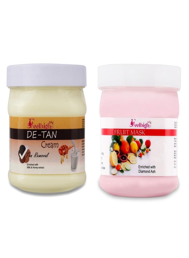 Feelhigh De-Tan Cream and Fruit Face Mask Combo (Pack of 2) Each 500ml - Image 1