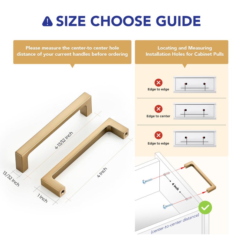 Ravinte 10 Pack Solid 4 Inch Square Cabinet Handles Champagne Bronze Pulls for Drawers and Kitchen Cabinets - Hardware Handles - Image 3
