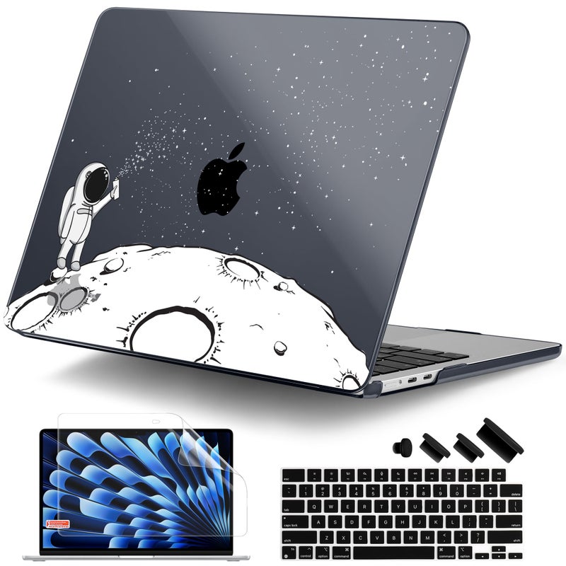 غطاء DONGKE متوافق مع ماك بوك إير 15 بوصة 2025 2024 2023 A3241 A3114 A2941 M3 M2 شاشة ريتينا السائلة مع خاصية اللمس ID غلاف بلاستيكي صلب غلاف لوحة المفاتيح واقي شاشة رائد فضاء