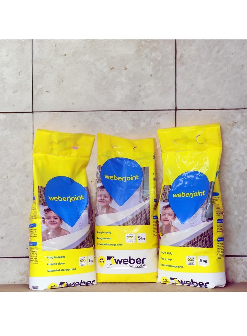Weber مونة بلاط 5 كجم (بيج سمك السلمون) مونة بلاط جاهزة مختلطة على أساس الأسمنت، سهلة التطبيق للبلاط الجدران والأرضيات - Image 2