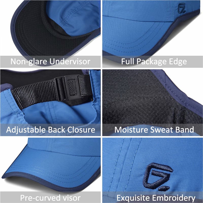 GADIEMKENSD Unstructured Hats Baseball Cap UPF 50+ Quick Drying Running Hat for Men Women Lightweight Breathable Trucker Dad Hat Outdoor Sports Hiking Fishing Golf Mesh Hats Blue - Image 5