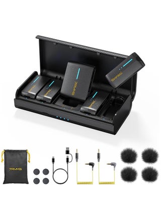 7Ryms iRay DW40 4-Channel Wireless Lavalier Microphone - Quad Transmitter, 48KHz/24 Bit, 656ft Range, Noise-Canceling Wireless Mic for iPhone, Android, Camera Multi-Person Video Recording(Black) - pzsku/Z39113941381675BDEAEBZ/45/_/1733379665/29613931-d88f-41e9-918b-900395f1d81a