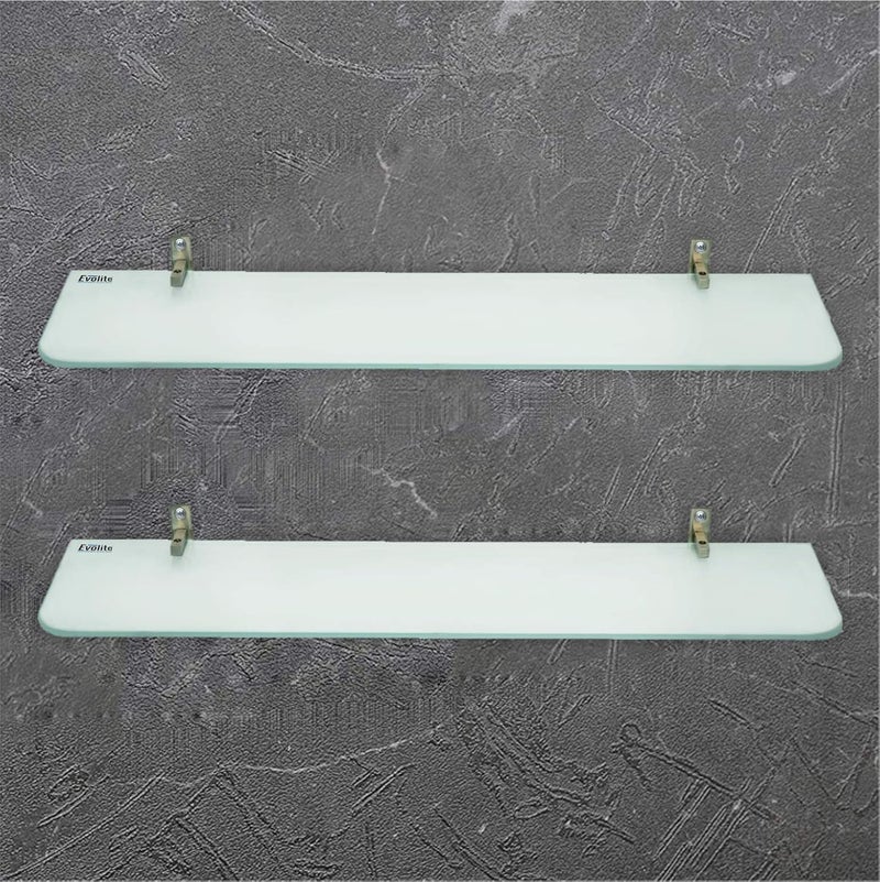 Evolite Evolite Premium Tempered Glass Shelf Corner for Bathroom Kitchen and Wall Mount Storage Accessories with Fitted Brackets 6 mm Frosted Toughened Glass Shelf 5 x 21 inchPack of 2 - Image 2