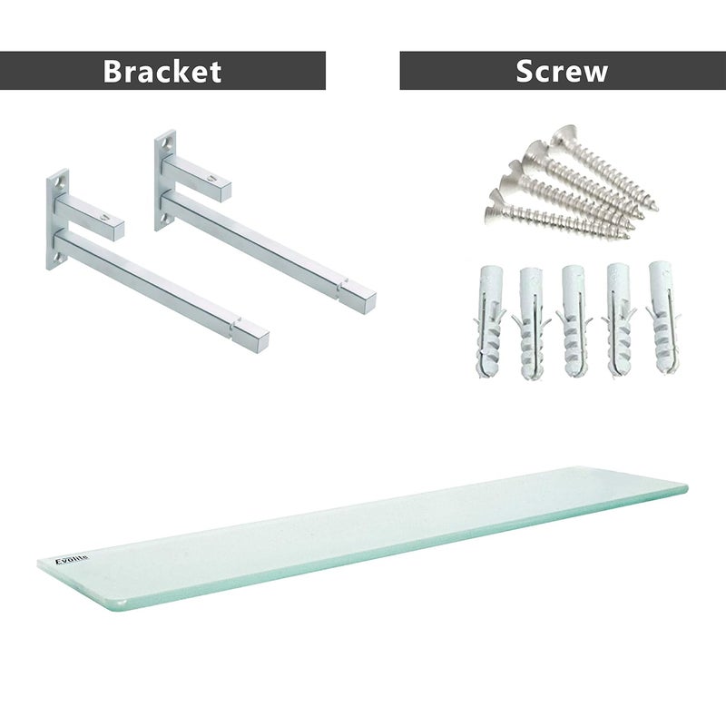 Evolite Evolite Premium Tempered Glass Shelf Corner for Bathroom Kitchen and Wall Mount Storage Accessories with Fitted Brackets 6 mm Frosted Toughened Glass Shelf 5 x 21 inchPack of 2 - Image 3