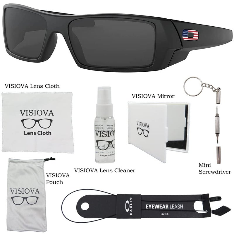 Oakley Gascan OO9014 Sunglasses For Men Matte Black/Gray - USA Icon (11-192) Bundle Leash +VISIOVA Accessories - Image 2
