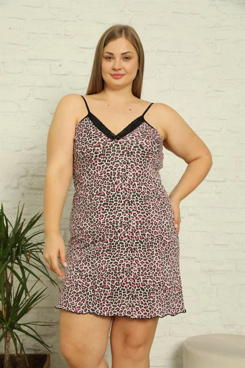 اكبينيز Women's Cotton Rope Strap Large Size Nightgown 999