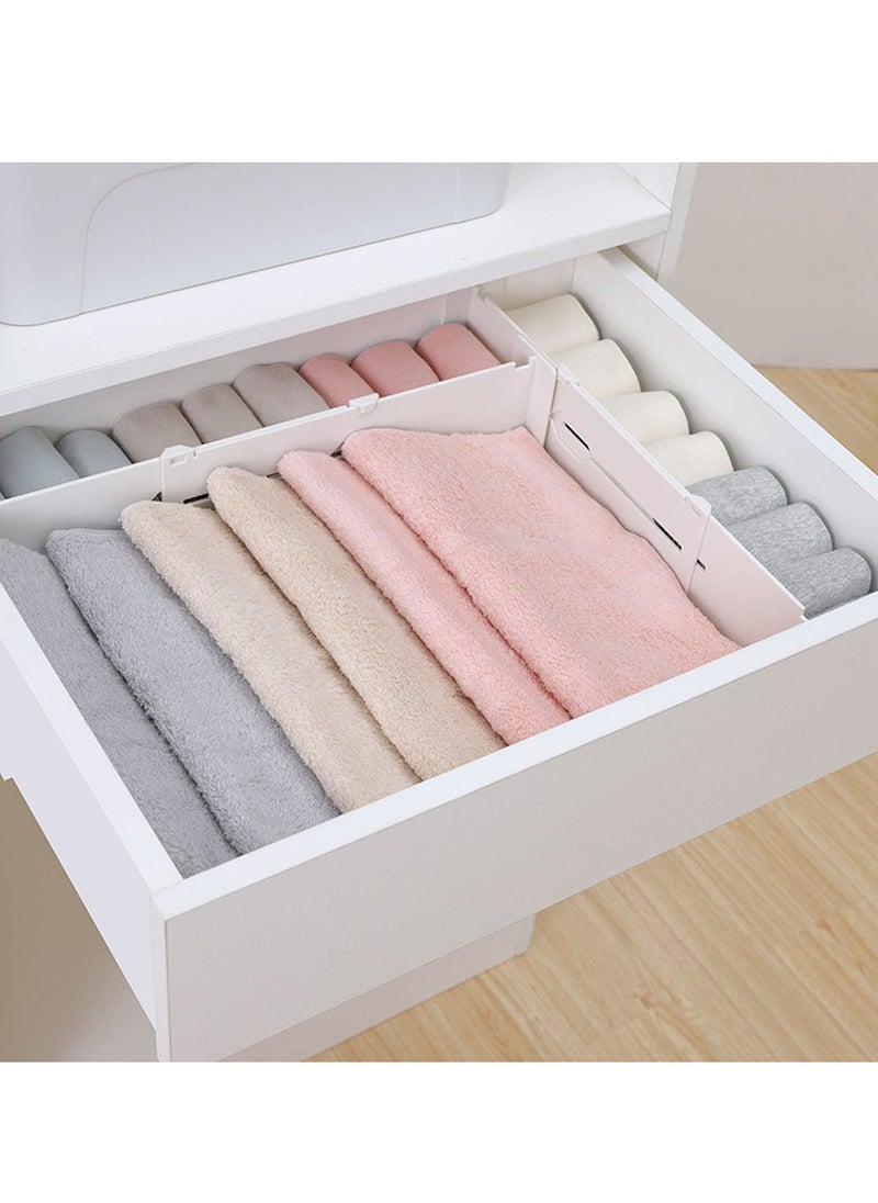 TYCOM Plastic Drawer Dividers 2 Pcs Dresser Kitchen Office Drawer Organizer Accessories Underwear Tools Utensil Plastic Storage (White)  - Image 1