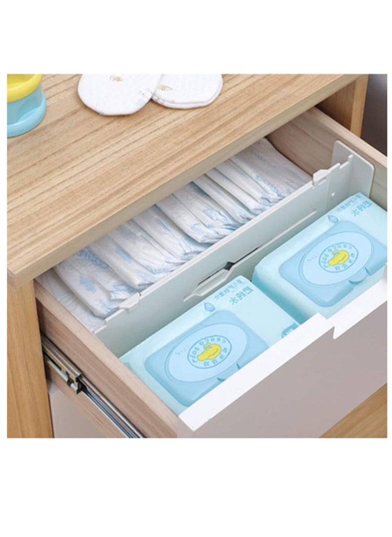 TYCOM Plastic Drawer Dividers 2 Pcs Dresser Kitchen Office Drawer Organizer Accessories Underwear Tools Utensil Plastic Storage (White)  - Image 4