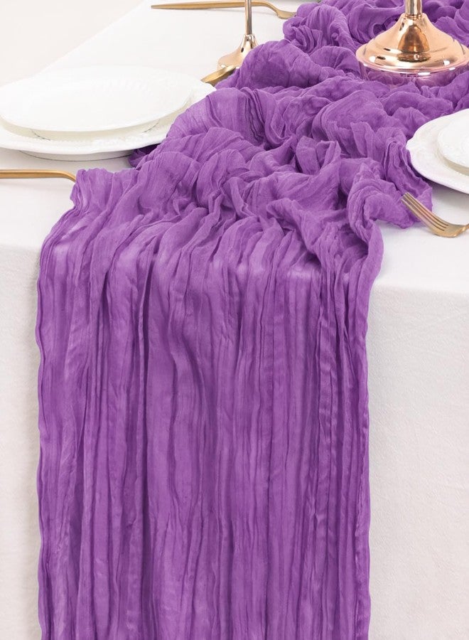 LINXTAR Purple Table Runner Cheesecloth Table Runner 10FT Farmhouse Table Runners 120 Inches Spring Table Decor Dining Room Centerpiece for Wedding Boho Baby Shower Birthday - Image 5